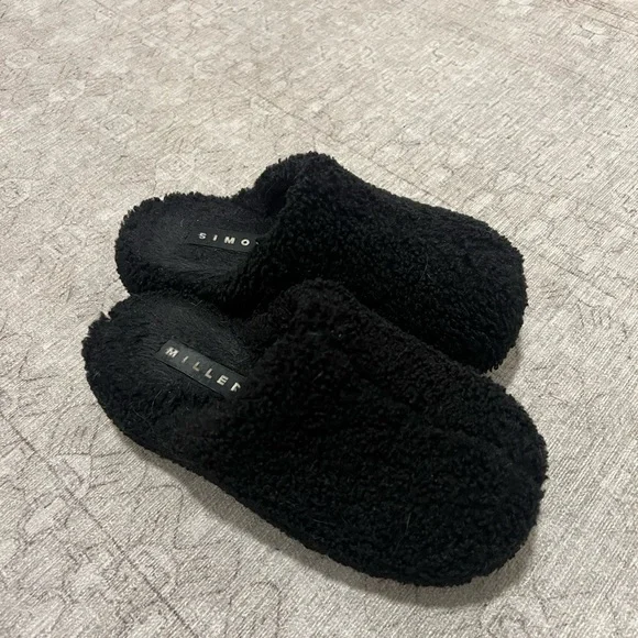 Simon Miller Bubble Clog Womens 6, black furry faux fur clogs shoe - Picture 4 of 4